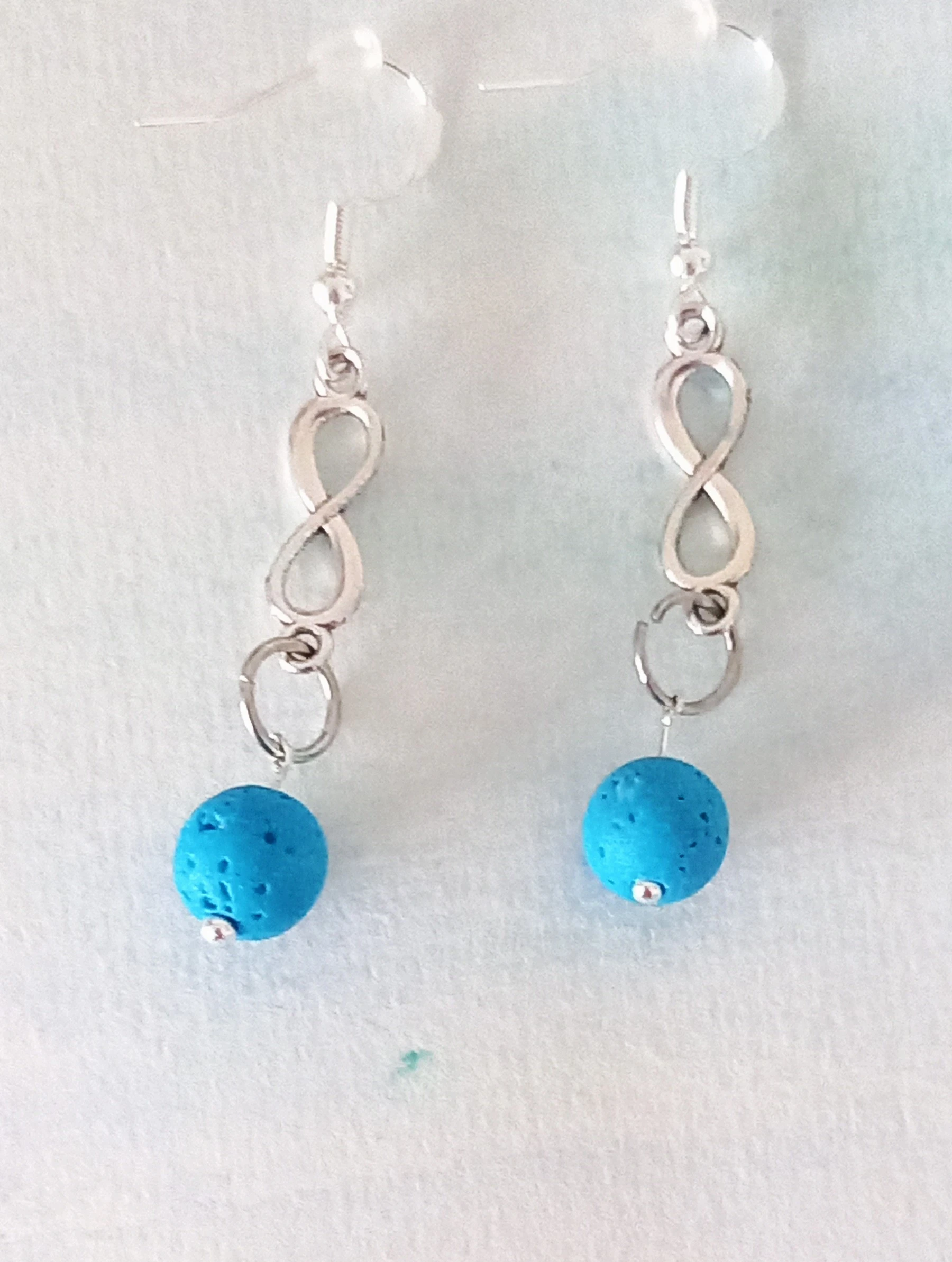 Boucles Grèce sur breloque infini lave turquoise cr argent neuves